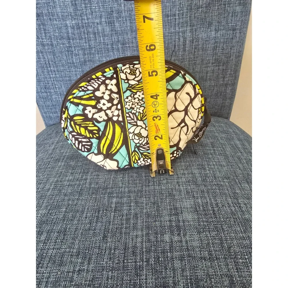 Vera Bradley Quilted Cotton Floral Cosmetic Pouch Turquoise Lime Green Small Bag